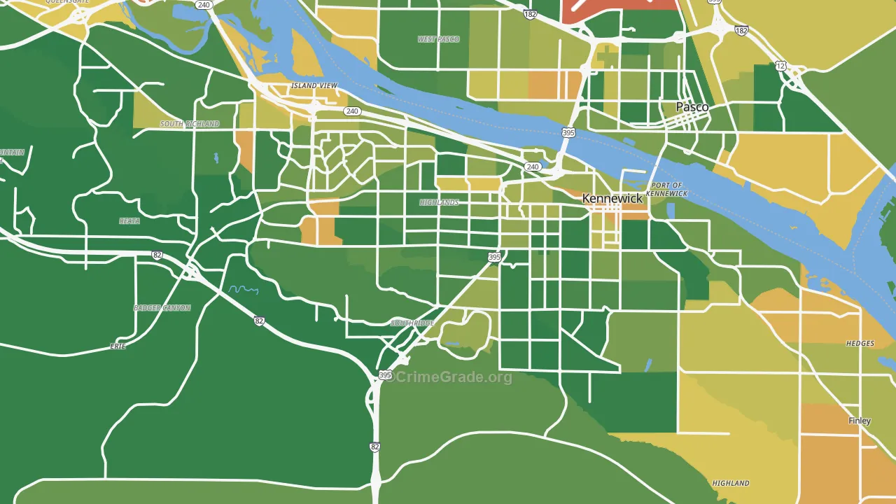 Kennewick, WA Map of Arson Rates