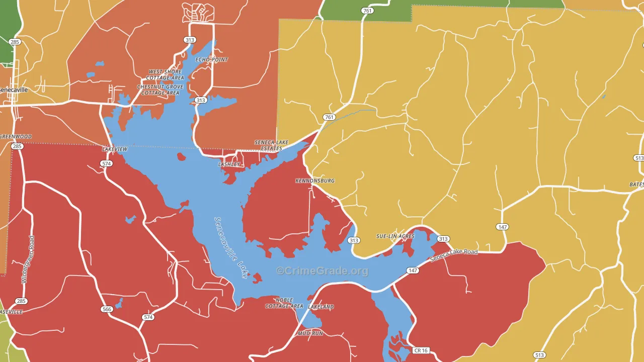 Kennonsburg, OH Map of Arson Rates