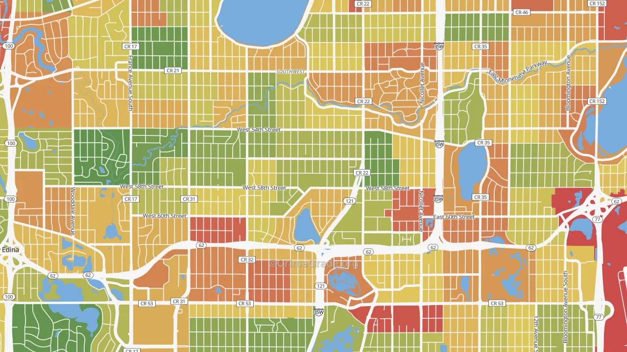 Kenny, Minneapolis, MN Map of Arson Rates