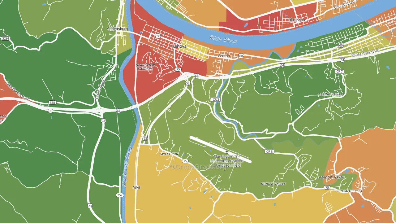 Kenova, WV Map of Arson Rates