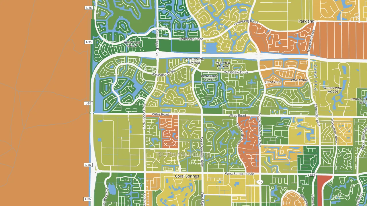 Kensington, Coral Springs, FL Map of Arson Rates
