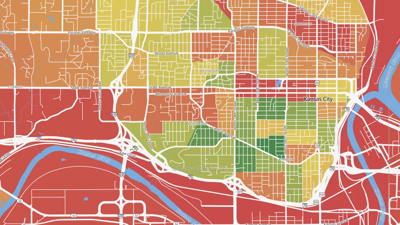 Kensington, Kansas City, KS Map of Arson Rates