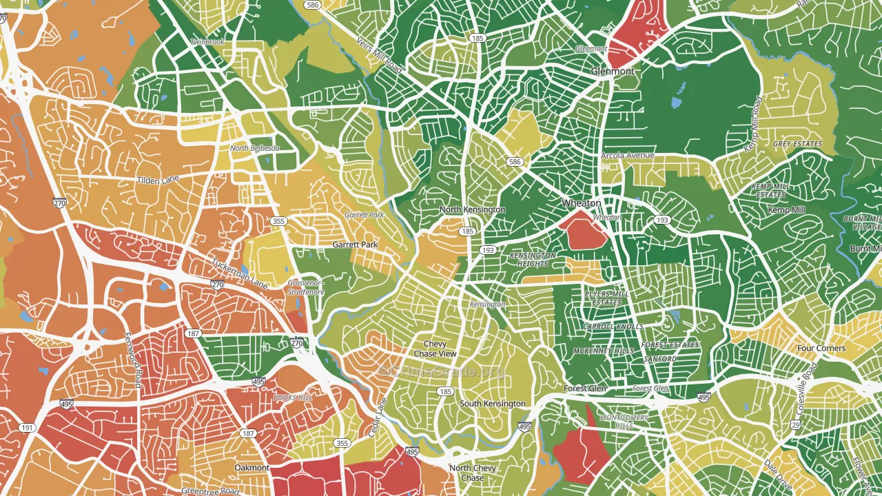 Kensington, MD Map of Arson Rates