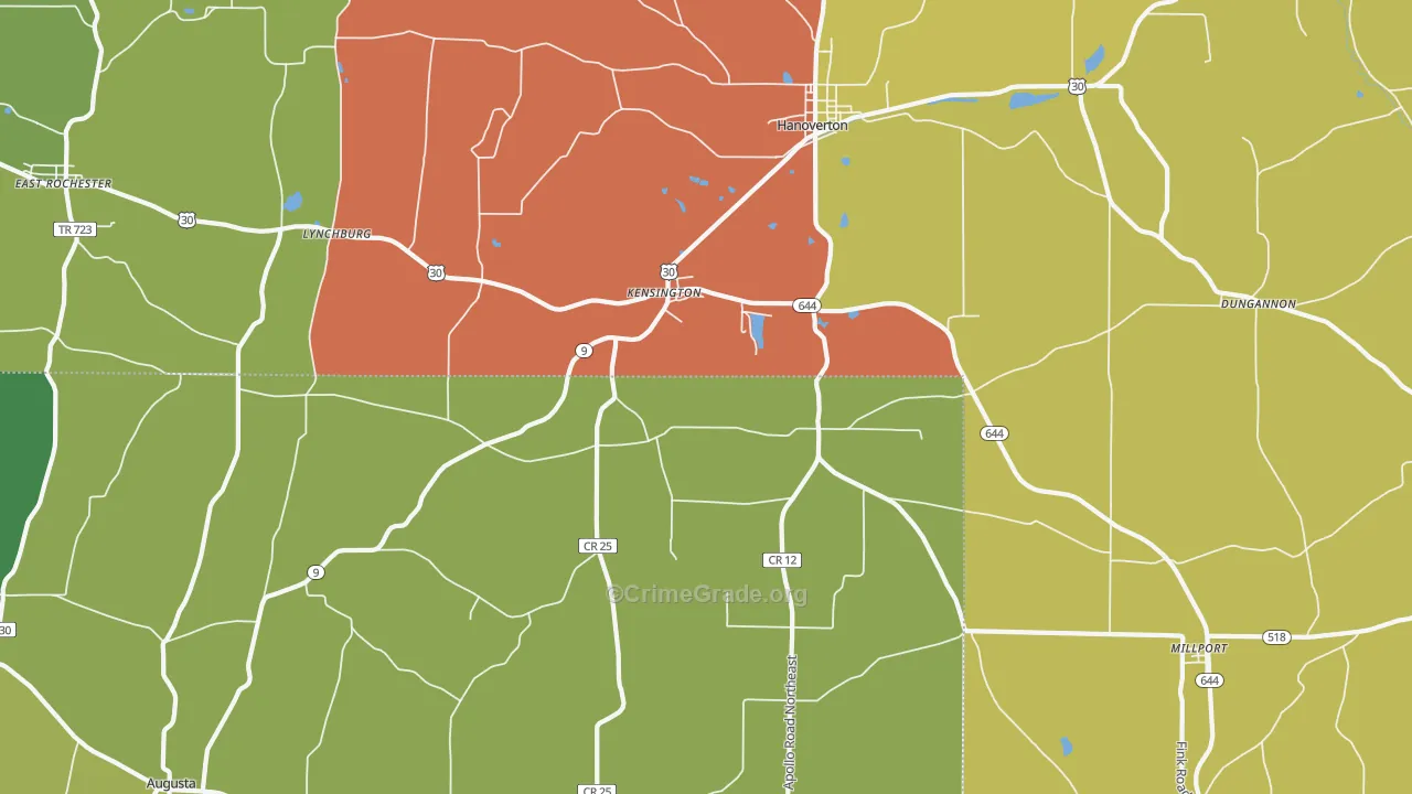 Kensington, OH Map of Arson Rates