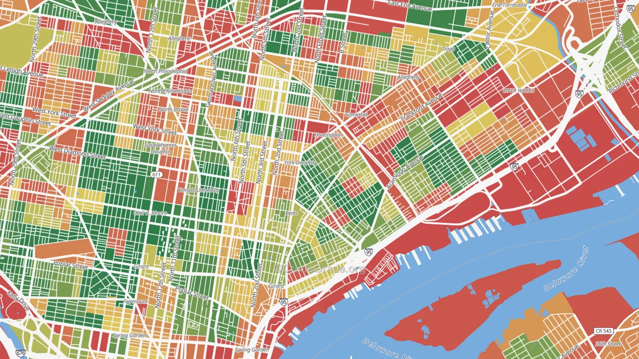 Kensington, Philadelphia, PA Map of Arson Rates