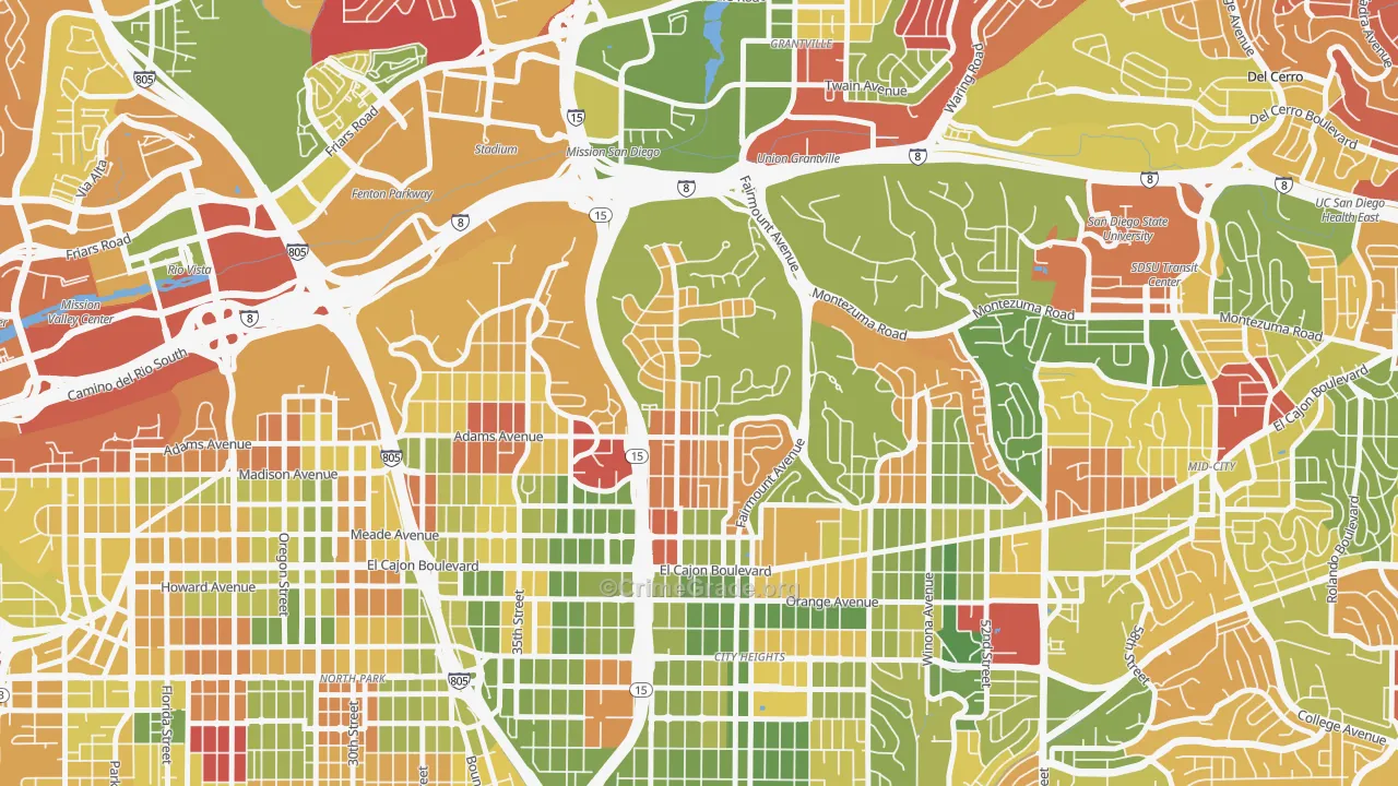Kensington, San Diego, CA Map of Arson Rates