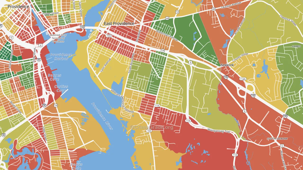 Kent Heights, East Providence, RI Map of Arson Rates