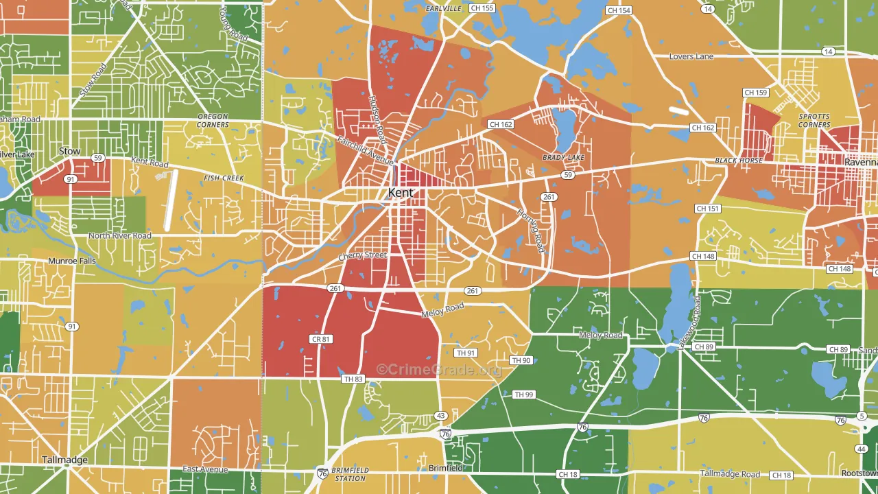 Kent, OH Map of Arson Rates