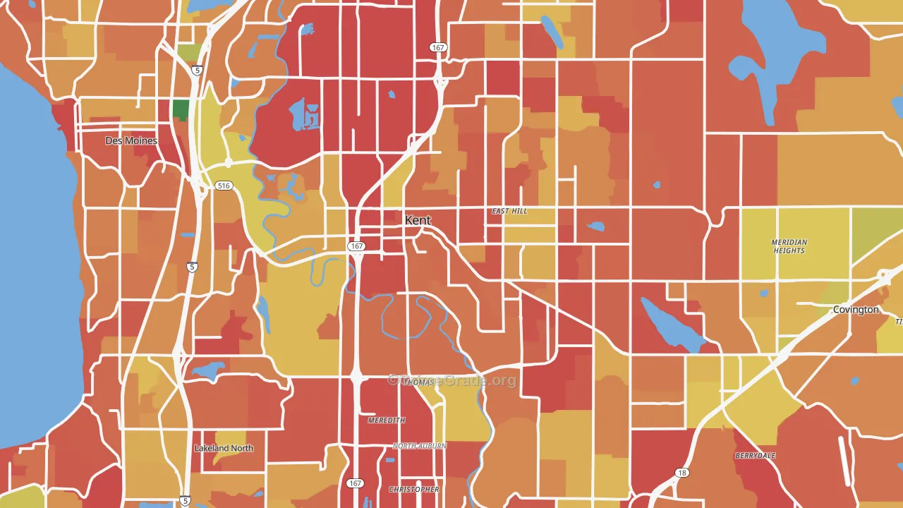 Kent, WA Map of Arson Rates