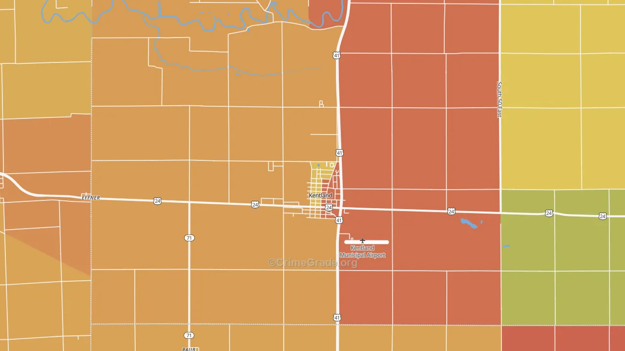 Kentland, IN Map of Arson Rates