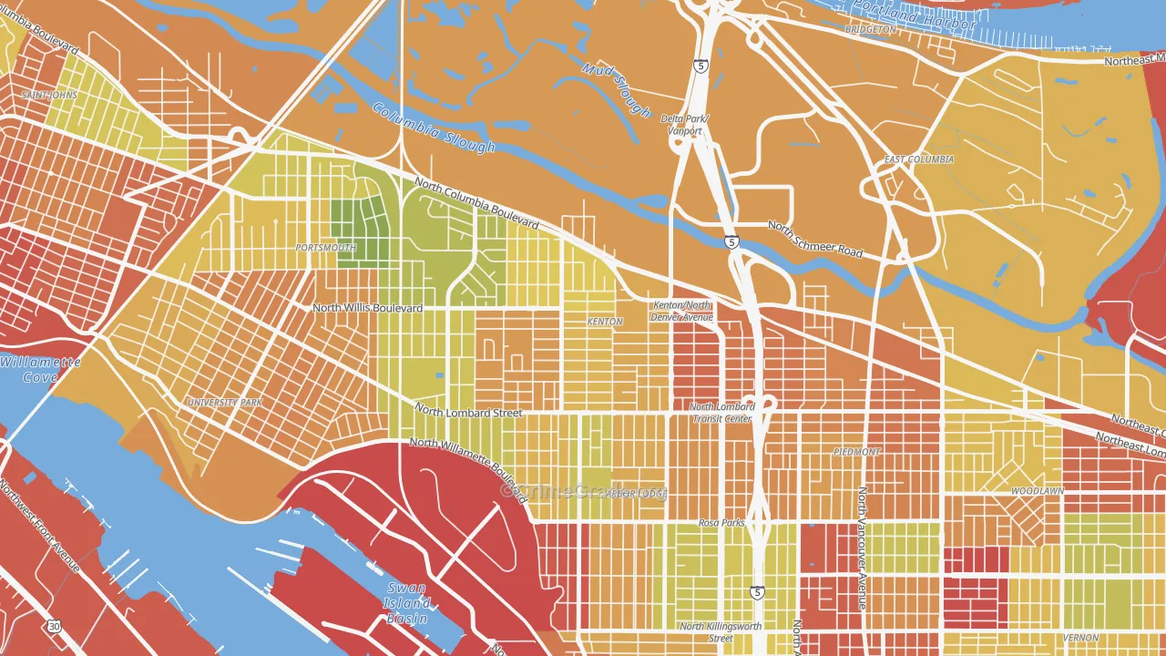 Kenton, Portland, OR Map of Arson Rates