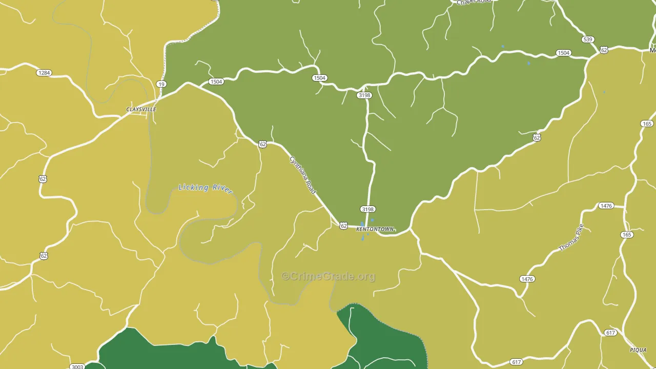 Kentontown, KY Map of Arson Rates