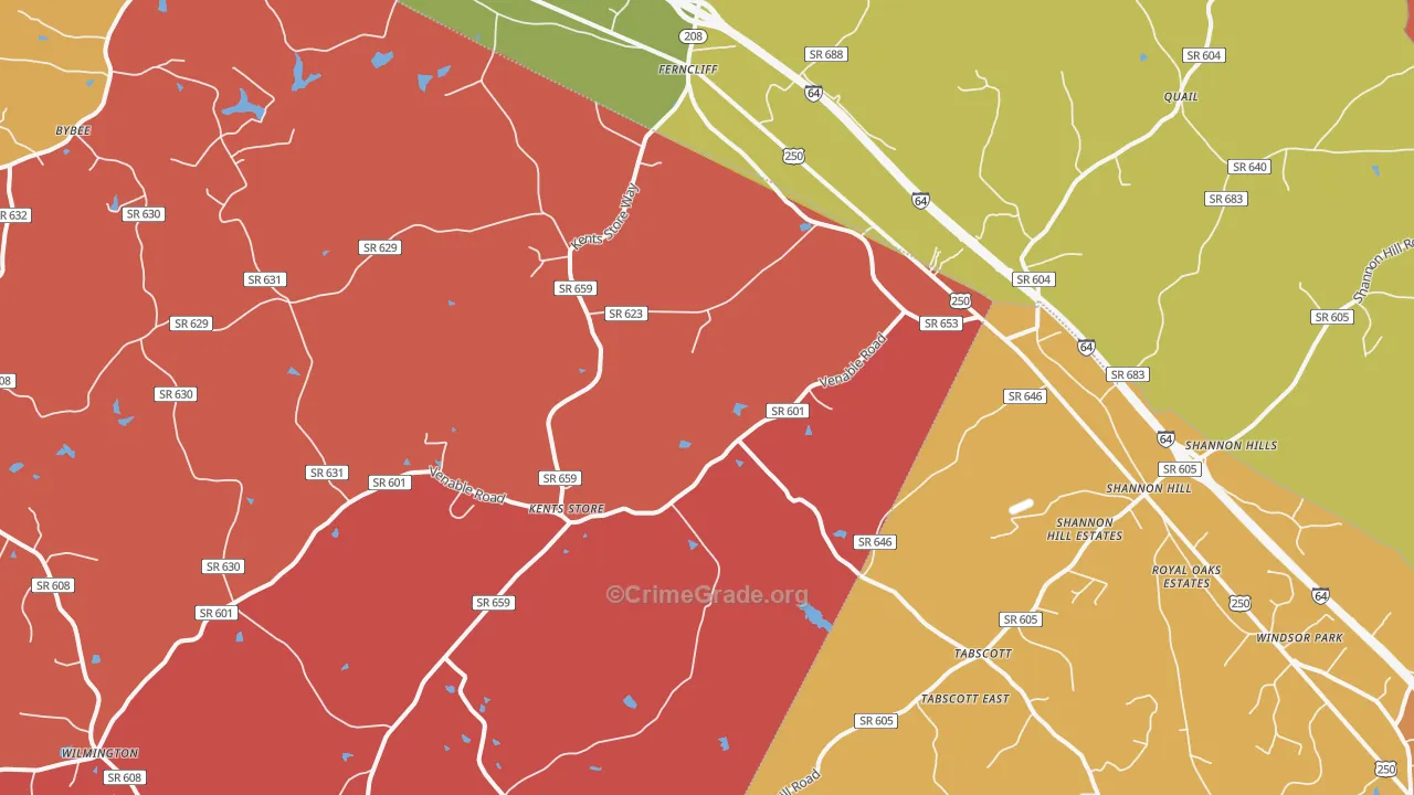 Kents Store, VA Map of Arson Rates