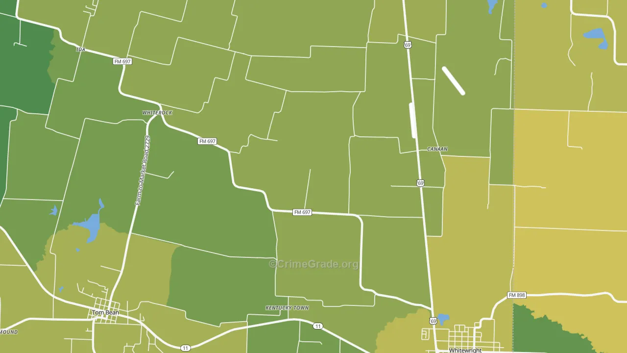Kentuckytown, TX Map of Arson Rates