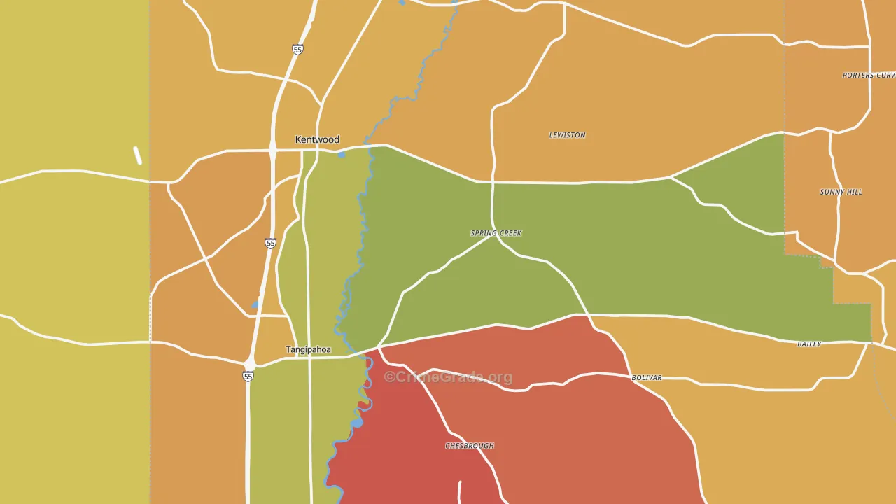 Kentwood, LA Map of Arson Rates