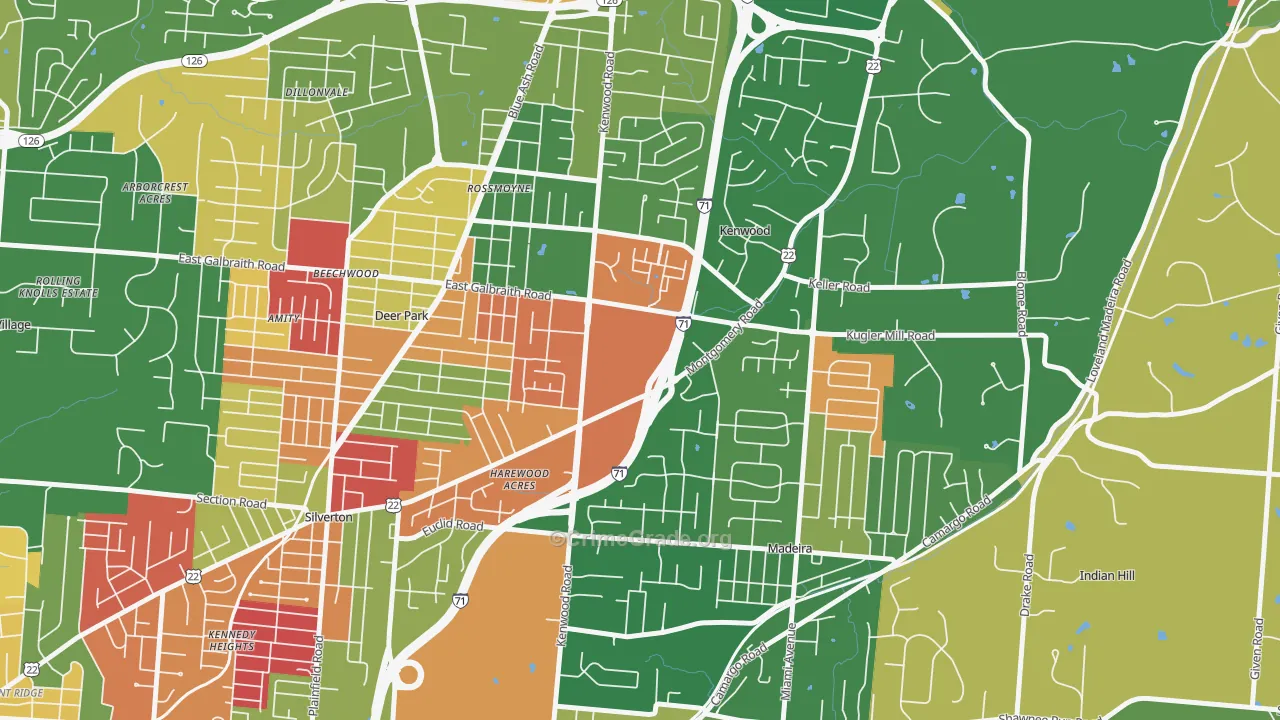 Kenwood, Cincinnati, OH Map of Arson Rates