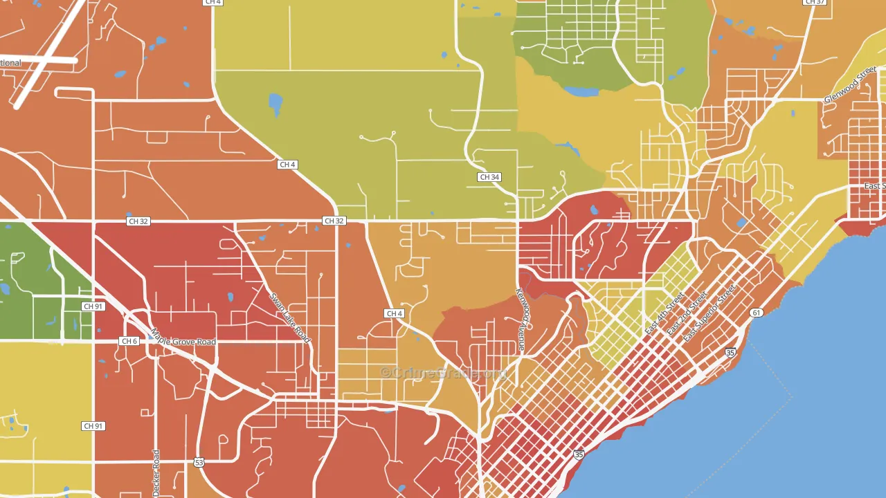Kenwood-Duluth, Duluth, MN Map of Arson Rates