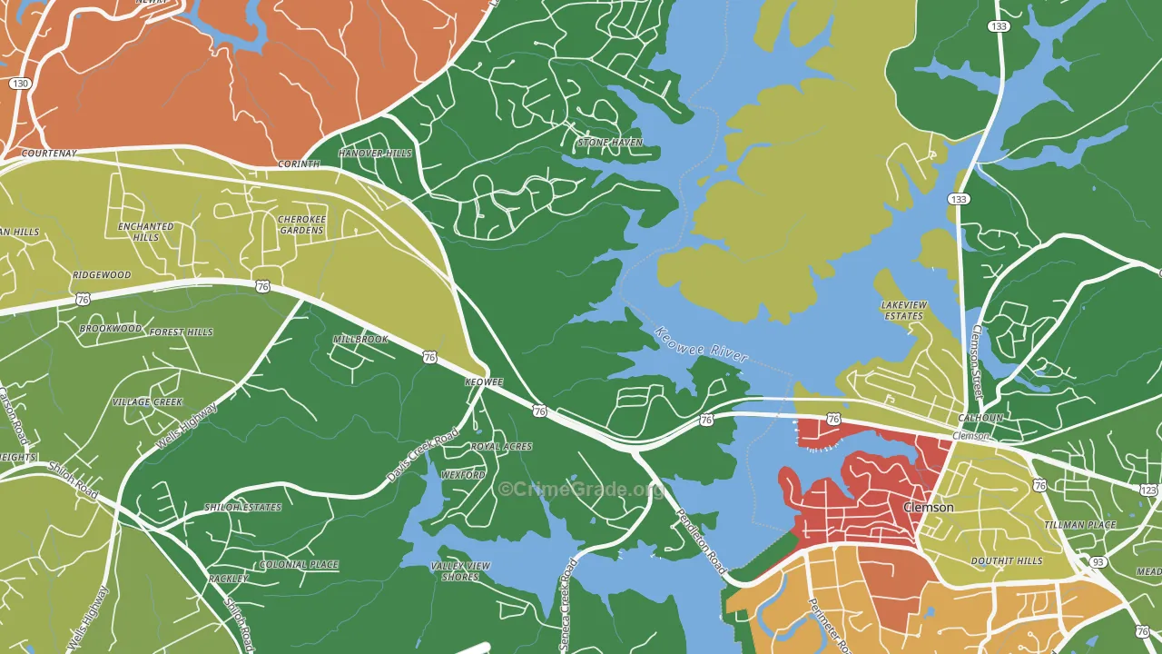 Keowee, SC Map of Arson Rates