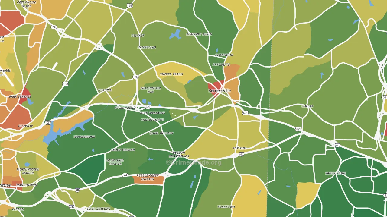 Kernersville, NC Map of Arson Rates