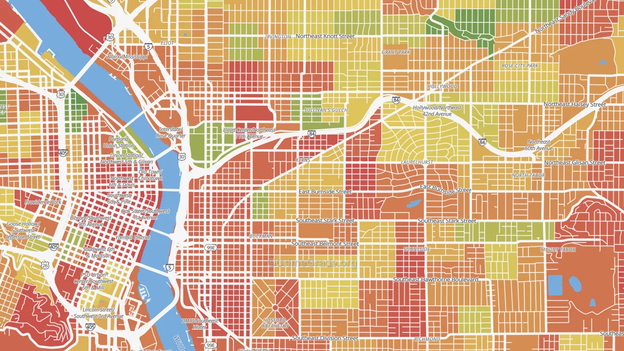 Kerns, Portland, OR Map of Arson Rates