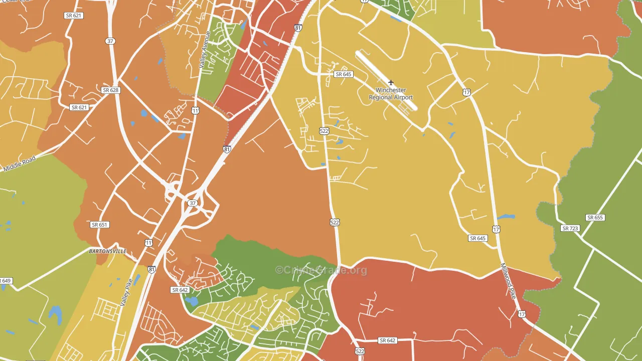 Kernstown, VA Map of Arson Rates