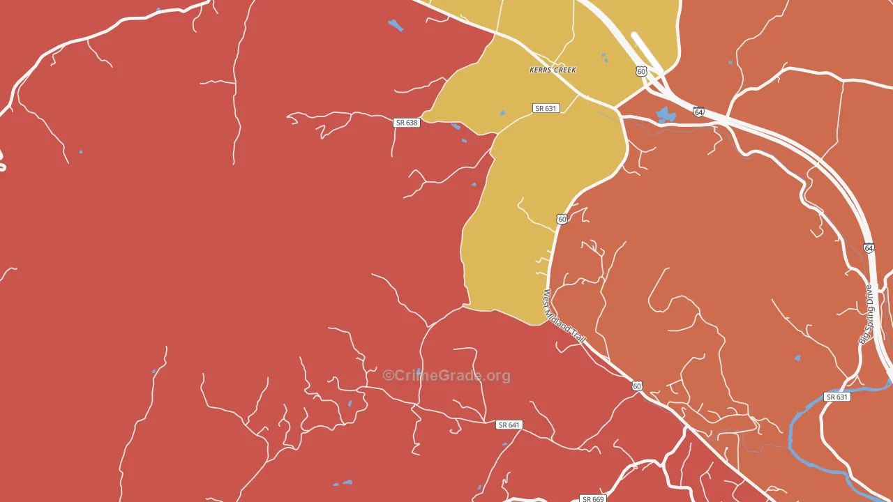 Kerrs Creek, VA Map of Arson Rates