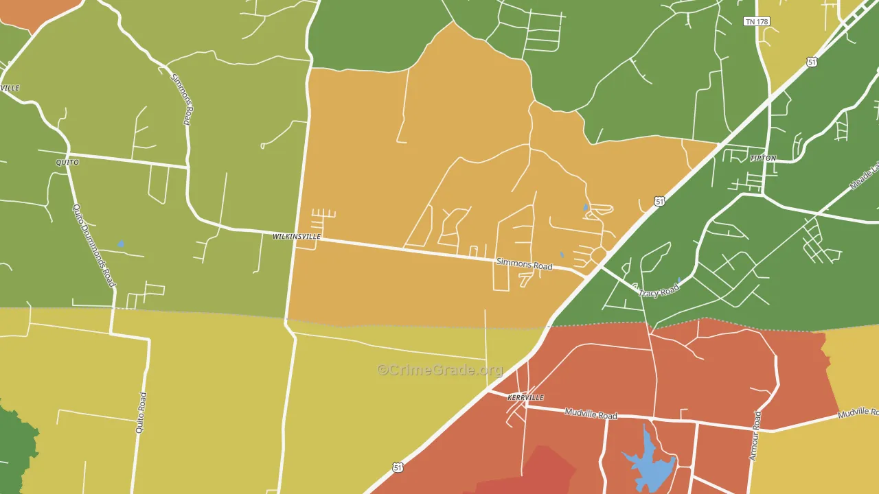Kerrville, TN Map of Arson Rates