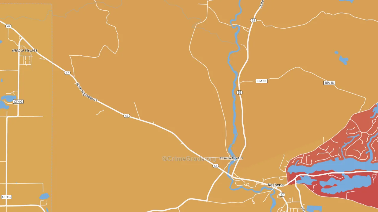 Keshena Falls, WI Map of Arson Rates