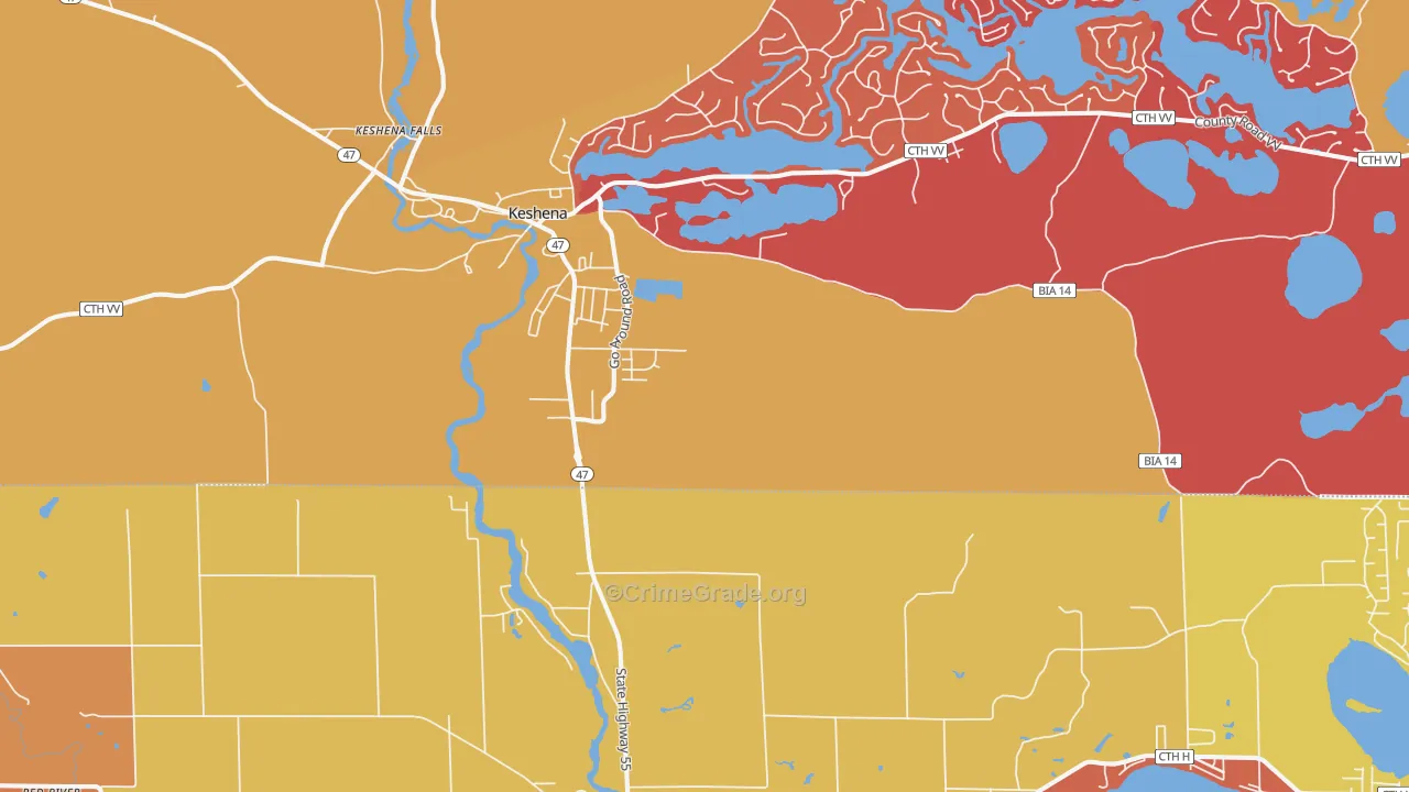 Keshena, WI Map of Arson Rates
