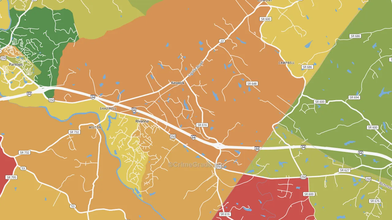 Keswick, VA Map of Arson Rates