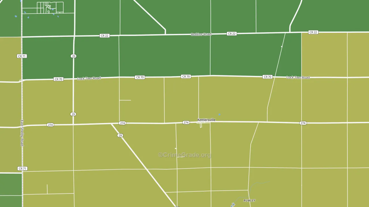 Kettlersville, OH Map of Arson Rates