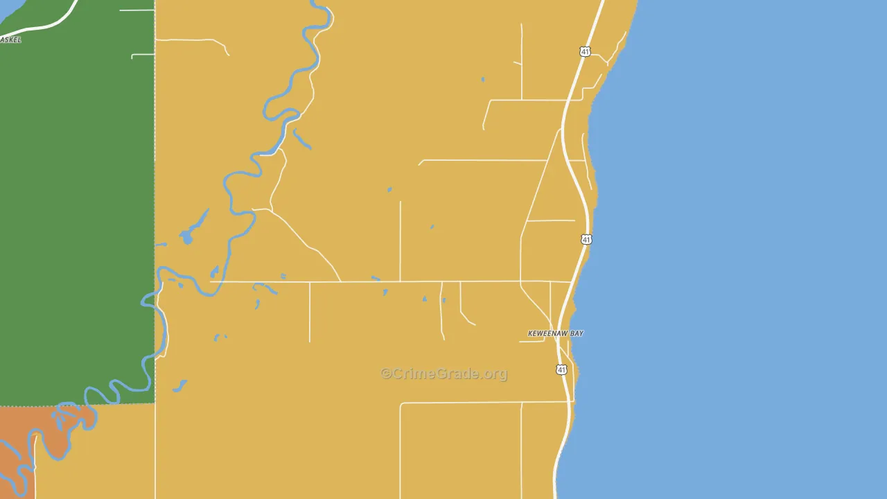 Keweenaw Bay, MI Map of Arson Rates