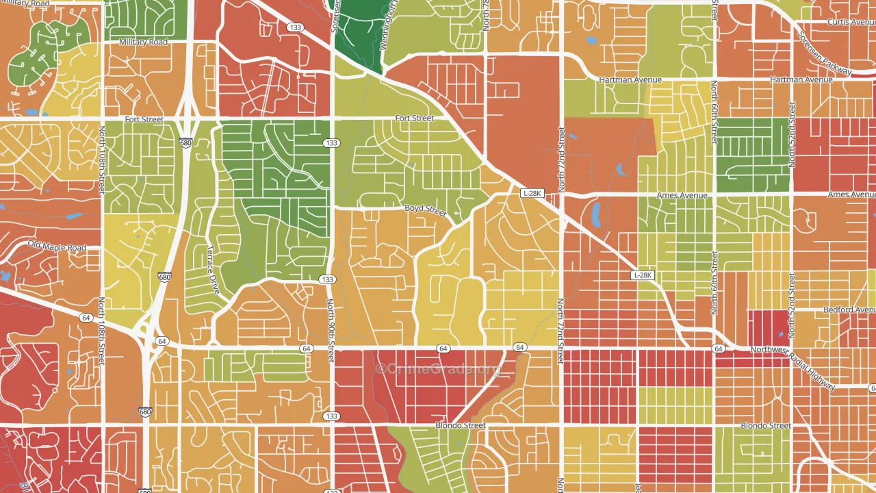 Keystone, Omaha, NE Map of Arson Rates