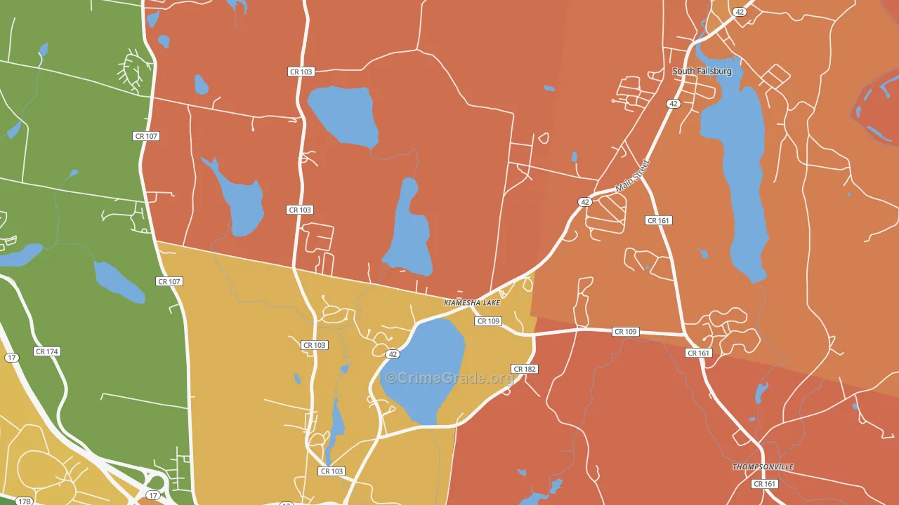 Kiamesha Lake, NY Map of Arson Rates