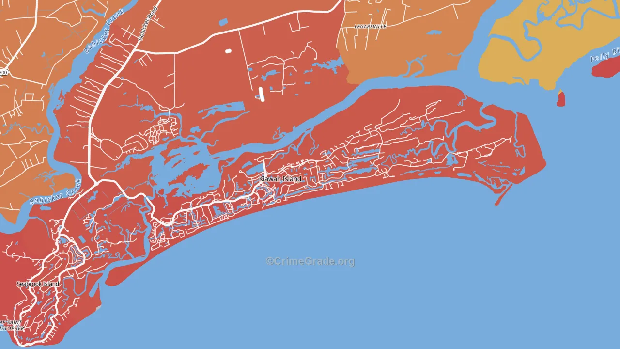 Kiawah Island, SC Map of Arson Rates