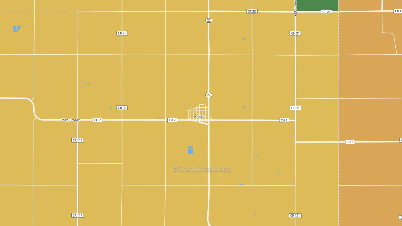 Kiester, MN Map of Arson Rates