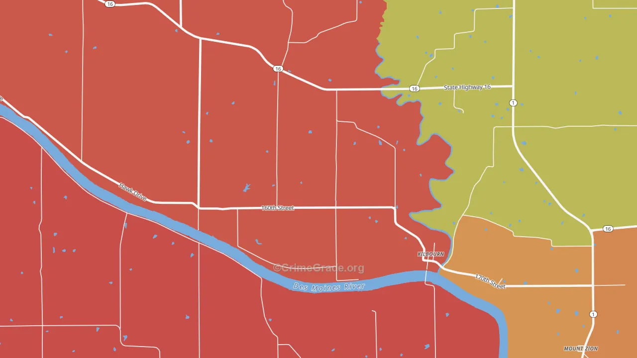 Kilbourn, IA Map of Arson Rates