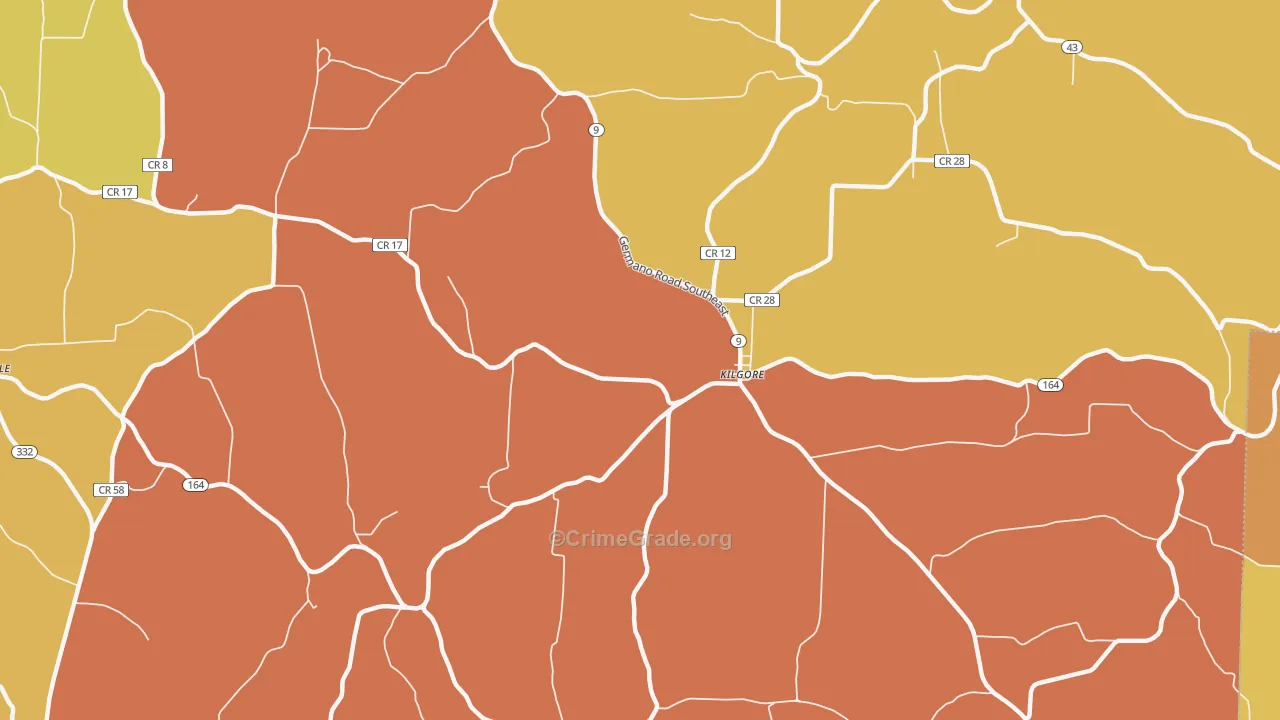Kilgore, OH Map of Arson Rates