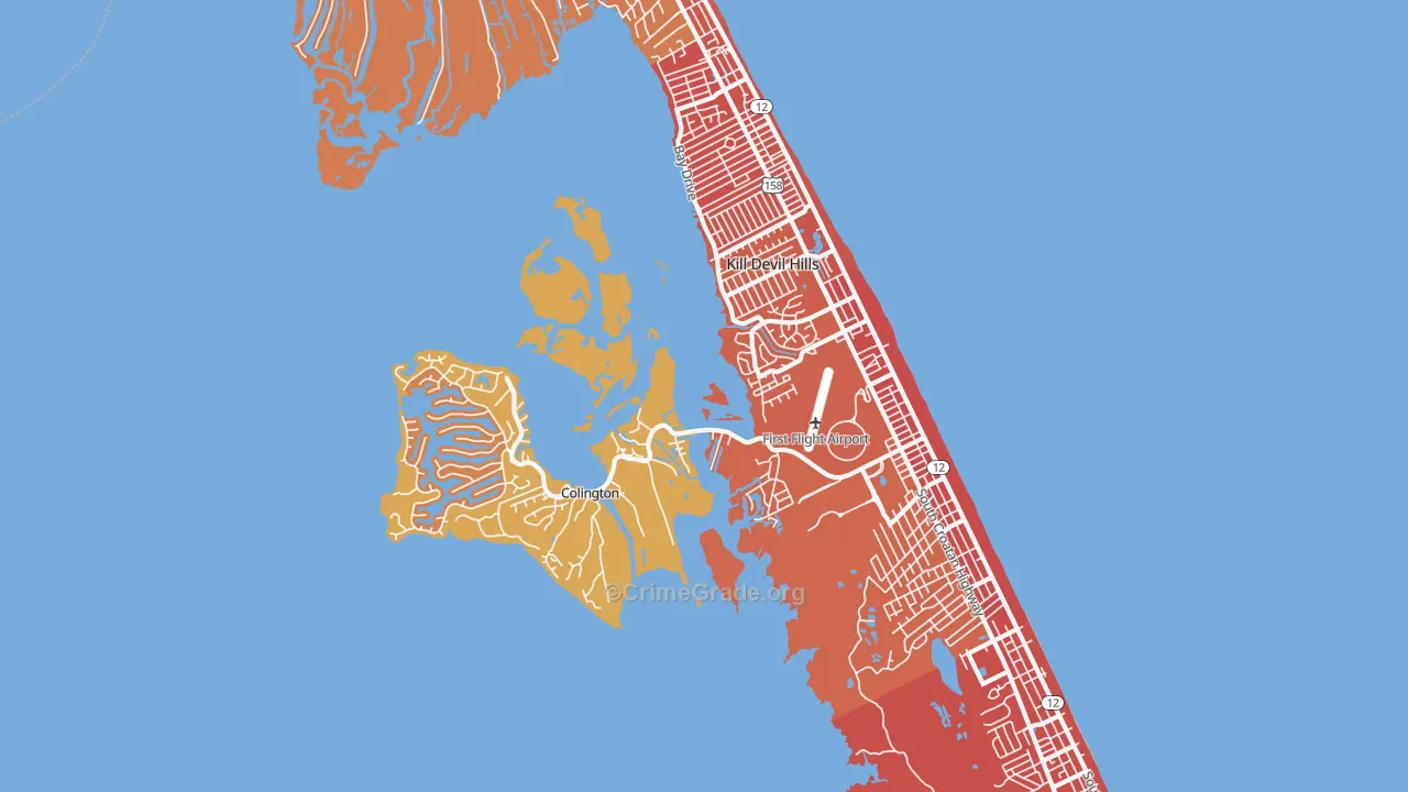 Kill Devil Hills, NC Map of Arson Rates