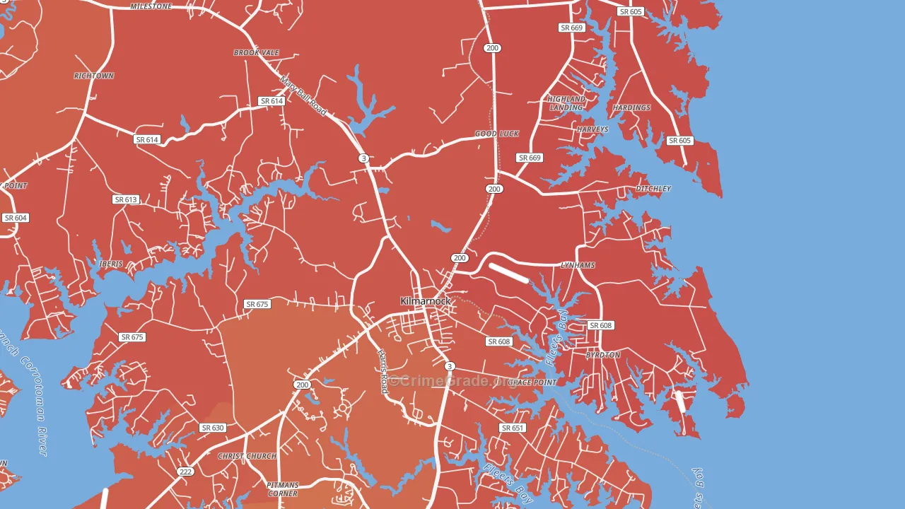 Kilmarnock, VA Map of Arson Rates