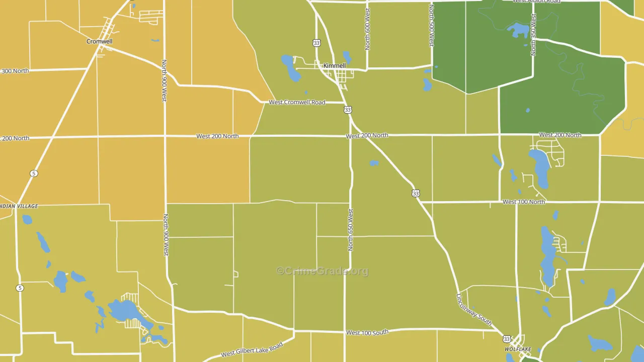 Kimmell, IN Map of Arson Rates