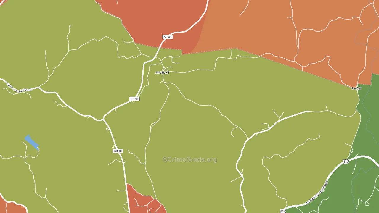 Kimmins, TN Map of Arson Rates