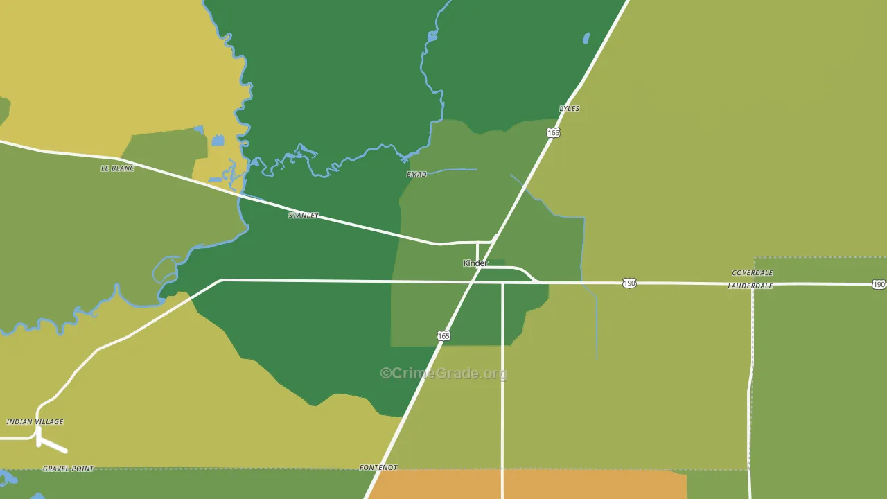 Kinder, LA Map of Arson Rates