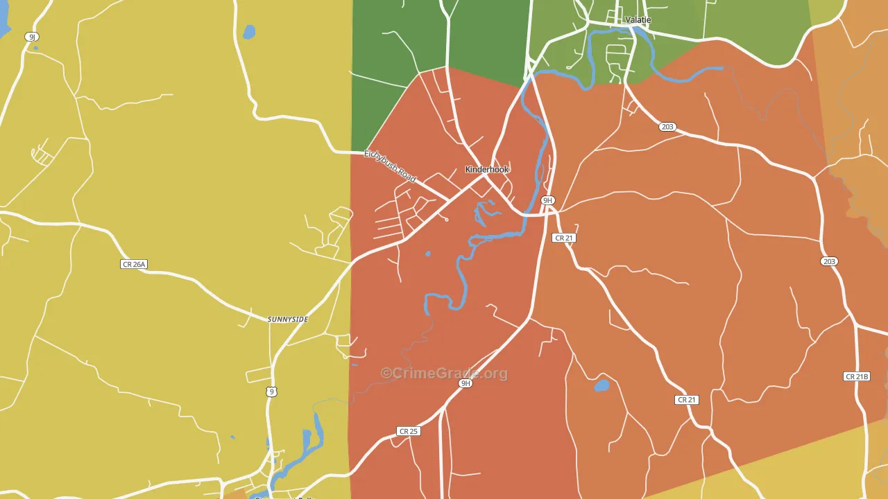 Kinderhook, NY Map of Arson Rates