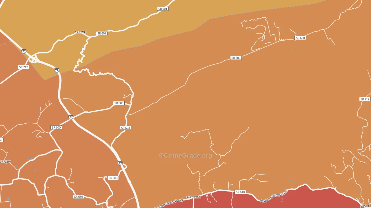 Kindrick, VA Map of Arson Rates