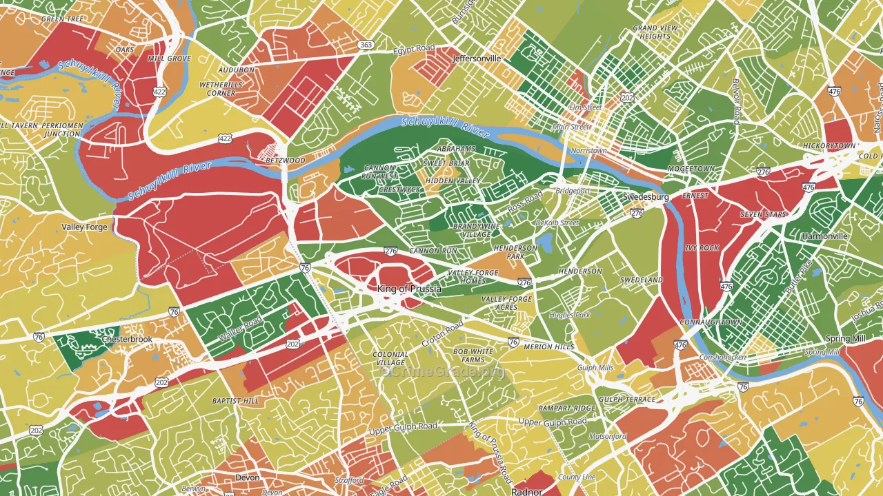 King of Prussia, PA Map of Arson Rates
