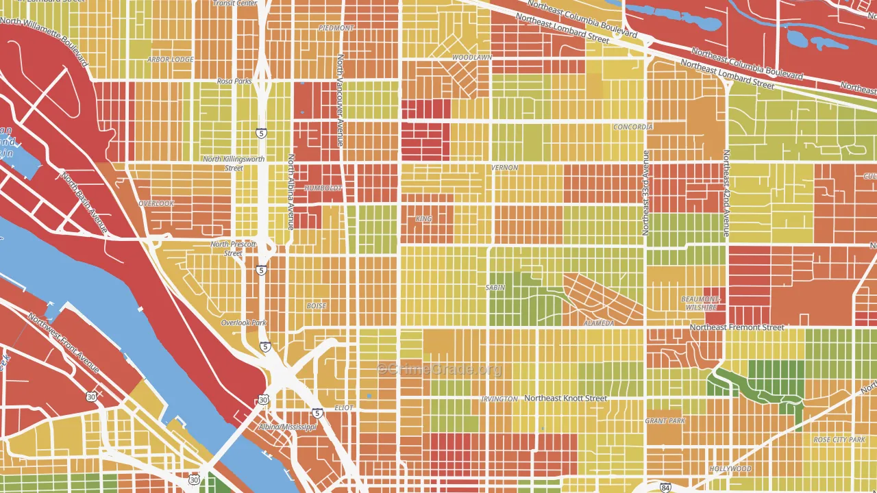King, Portland, OR Map of Arson Rates