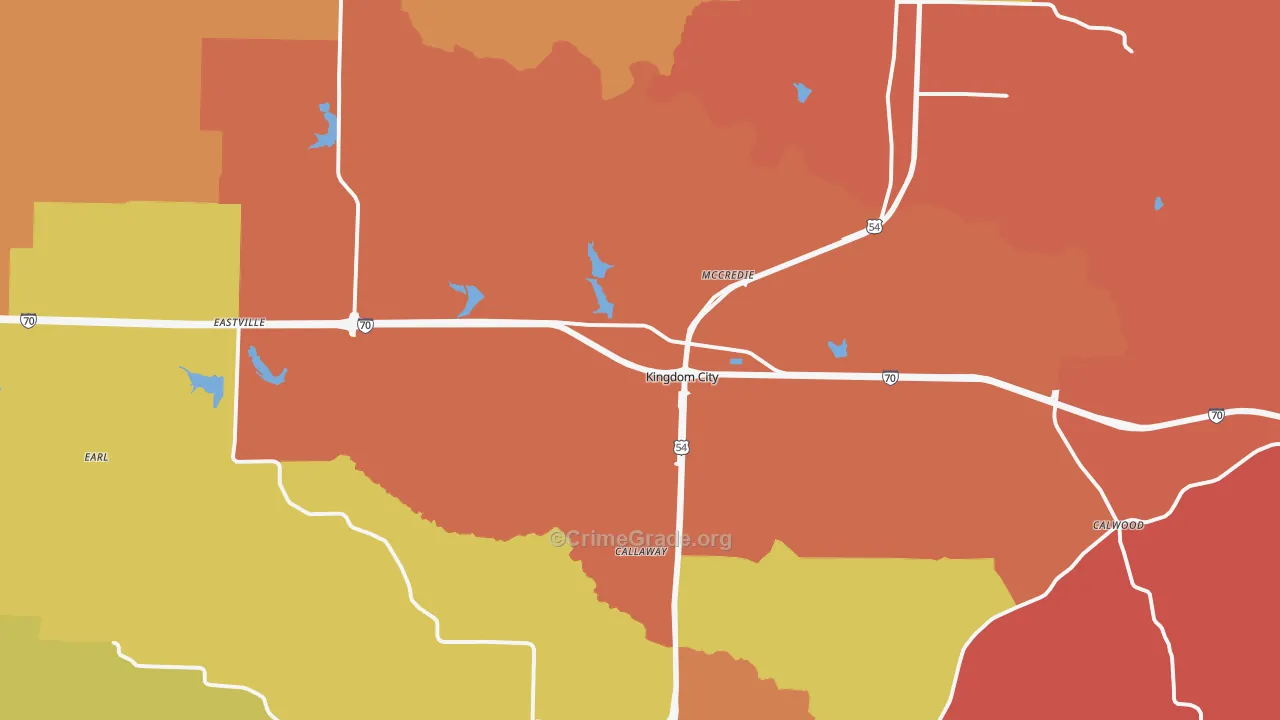 Kingdom City, MO Map of Arson Rates