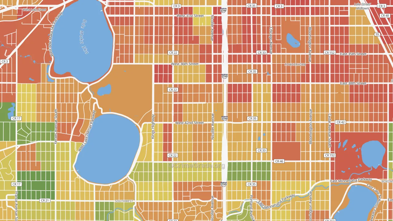 Kingfield, Minneapolis, MN Map of Arson Rates
