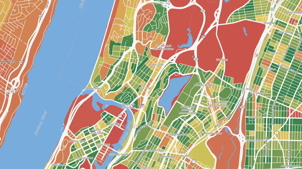 Kings Bridge, Bronx, NY Map of Arson Rates